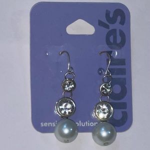 Claire’s Rhinestone & Faux Pearl Rhinestone Dangle Earrings